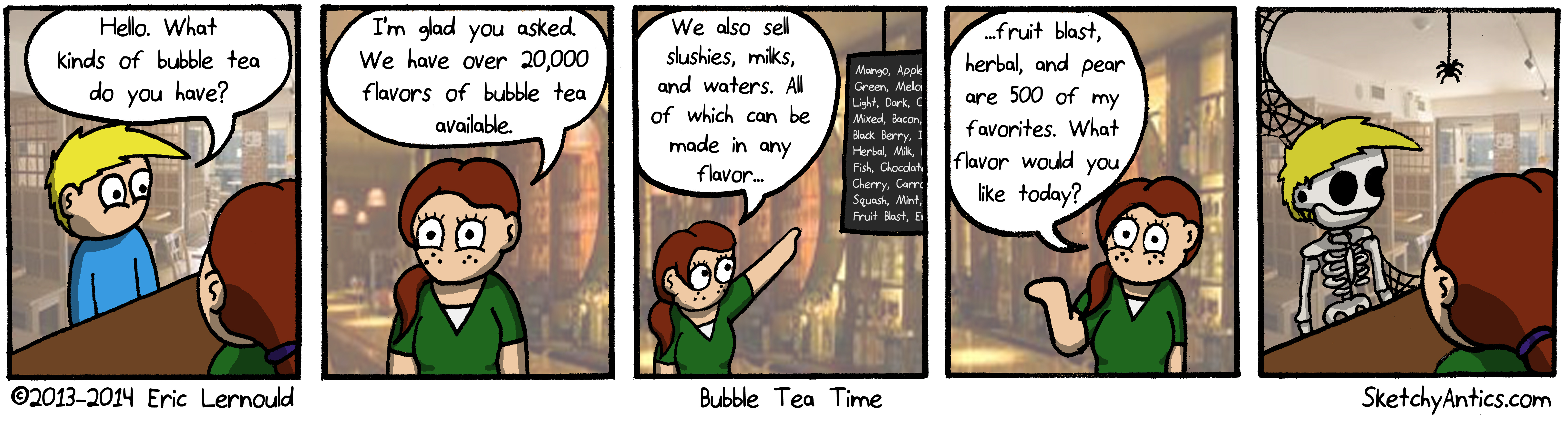 Fun Fact:  According to manufacturers, the little black balls in bubble tea are made out of tapioca. According to people with working eye holes, they are made out of unnatural black goo-slime rubber.